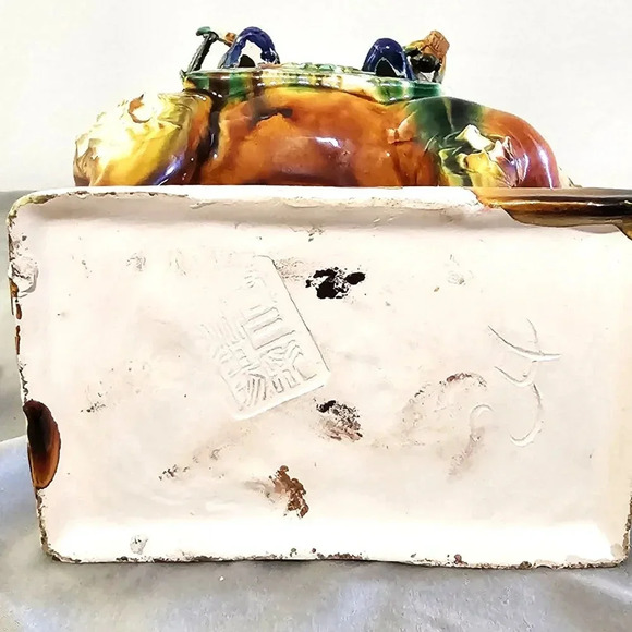 Vtg Chinese Glazed Tang Dynasty Style Pottery Sancai Camel With Musicians 14" - Picture 9 of 12